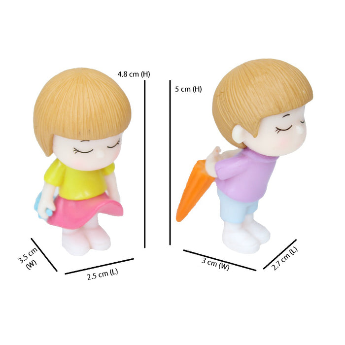 Miniature Toys : (Set of 2) Girl Boy with Umbrella