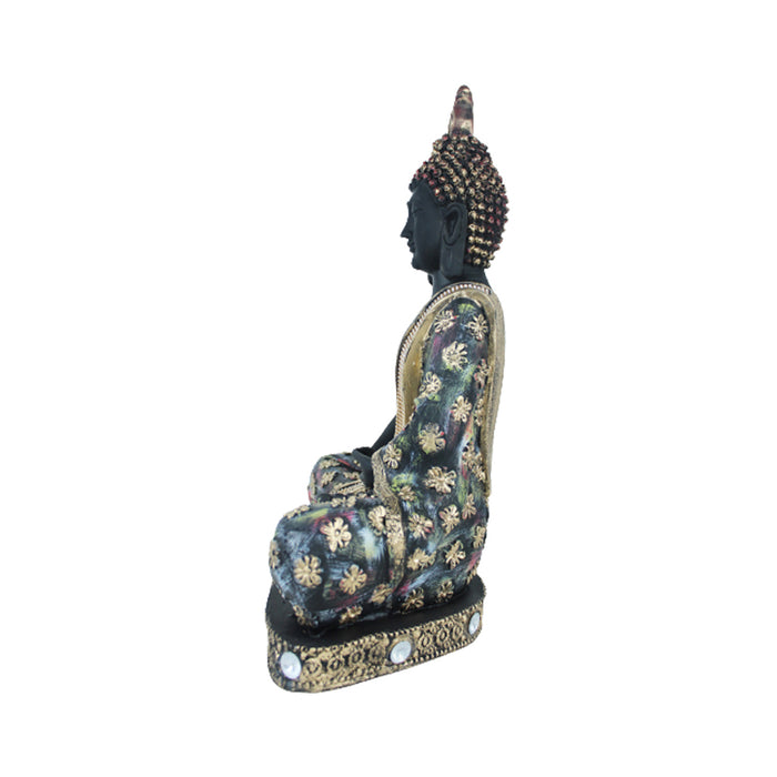 18 inche Buddha Statue with Stones (Black & Golden)