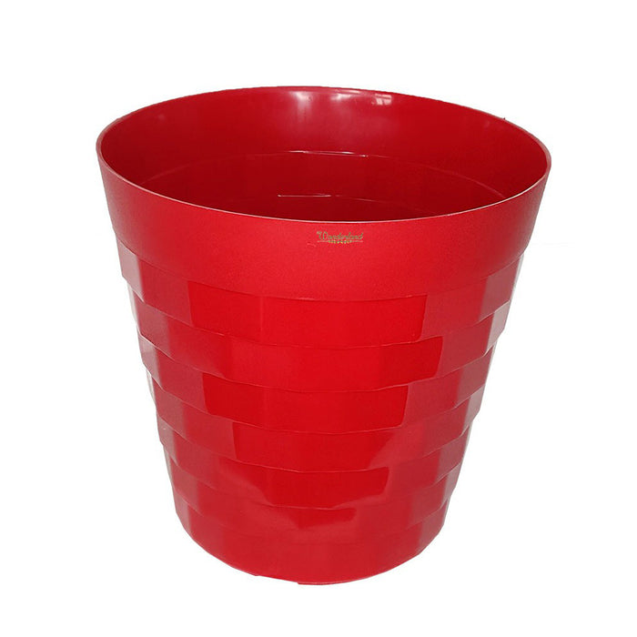 ( Set of 4) 10 inches Brix Plastic Round Garden pots for Outdoor (Red)