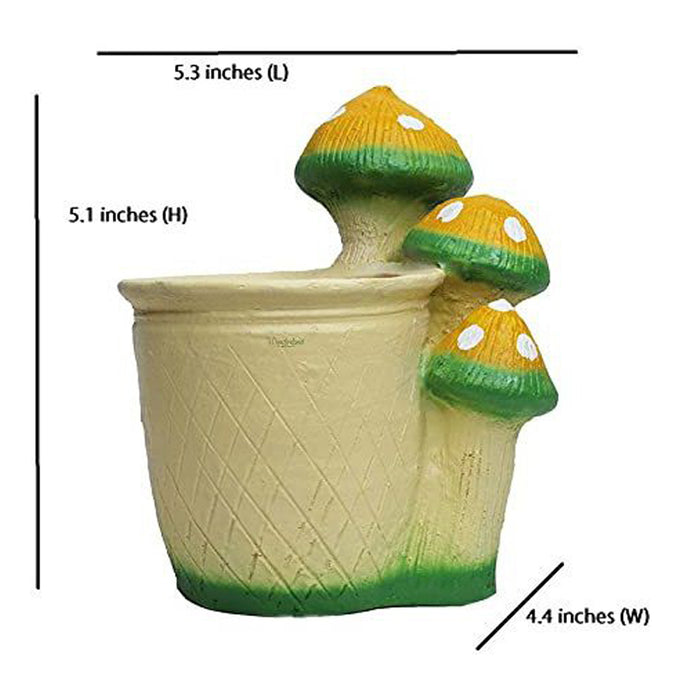 Mushroom Pot ( Pots and planters Ideal fo Small Plants and Succulents ) (Yellow) - Wonderland Garden Arts and Craft