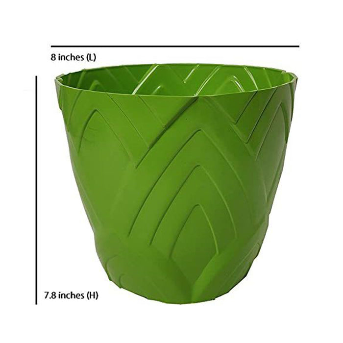 Set of 4 : Green Lotus 8 Inches PP/ PVC / High Quality Plastic Planter