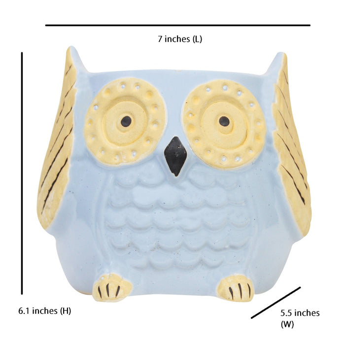 Medium Owl Ceramic Pot for Home Decoration (Light Blue) - Wonderland Garden Arts and Craft