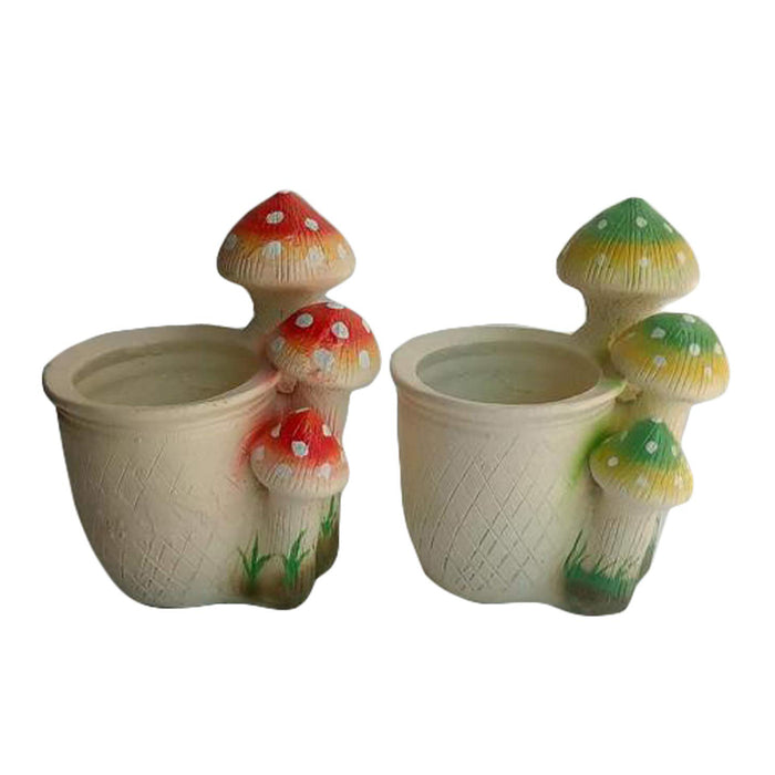 (Set of 2) 3 Mushroom Planter for Home Decoration.