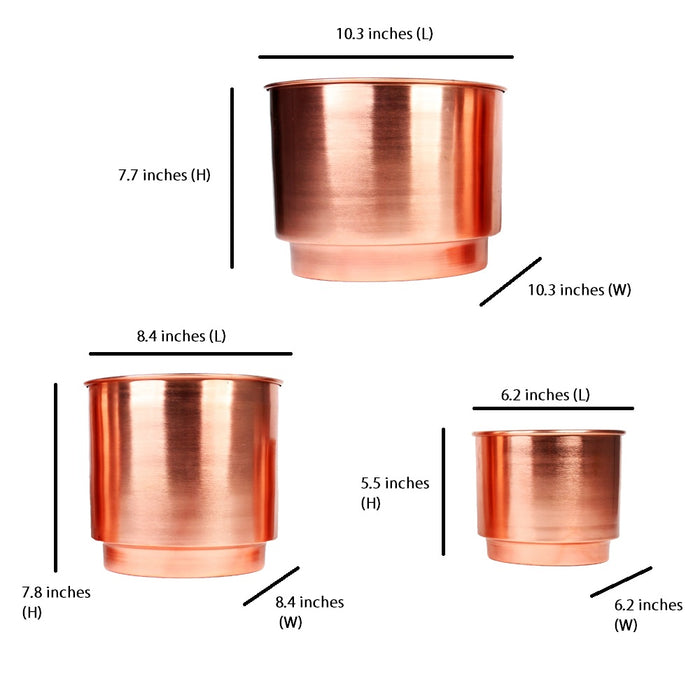 (Set of 3) Rose Gold Planter with stand for Home Decoration