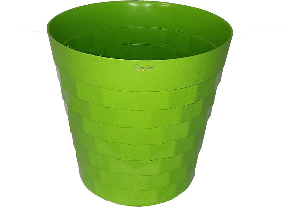 ( Set of 2) 10 inches Brix Plastic Round Garden pots for Outdoor (Green)