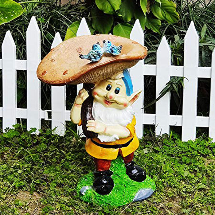 Dwarf/gnome Mushroom Bird Feeder for Garden Decoration