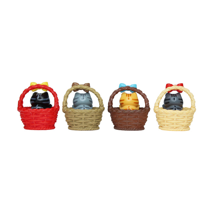 Miniature Toys - Set of 4 Big Kitty in basket  ( Fairy garden accessories)