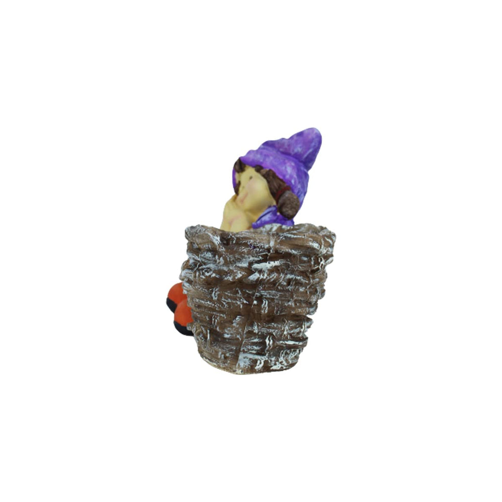 Girl with Pot for Garden and Balcony Decoration (Dark Purple)