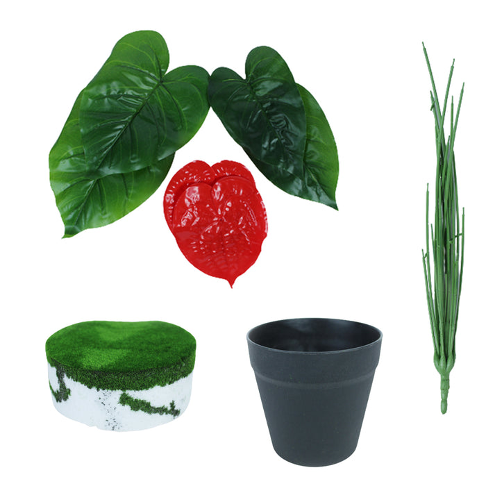 Artificial Anthurium Plant with Pot for Indoor and Outdoor Decoration