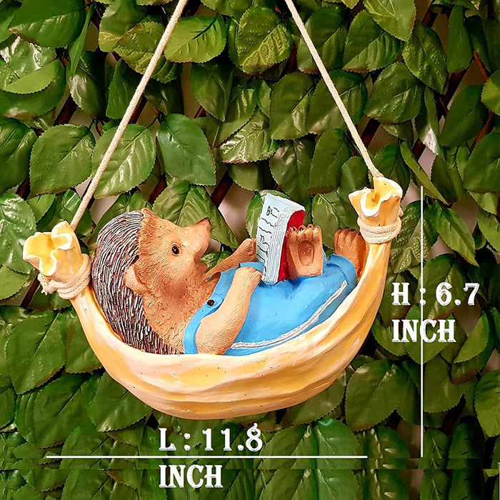 Hanging Hedgehog on Hammock Reading Book