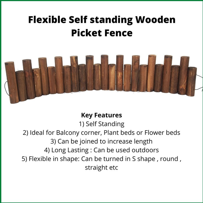 Stand Alone Wooden Picket Fence for Outdoors and Flower beds