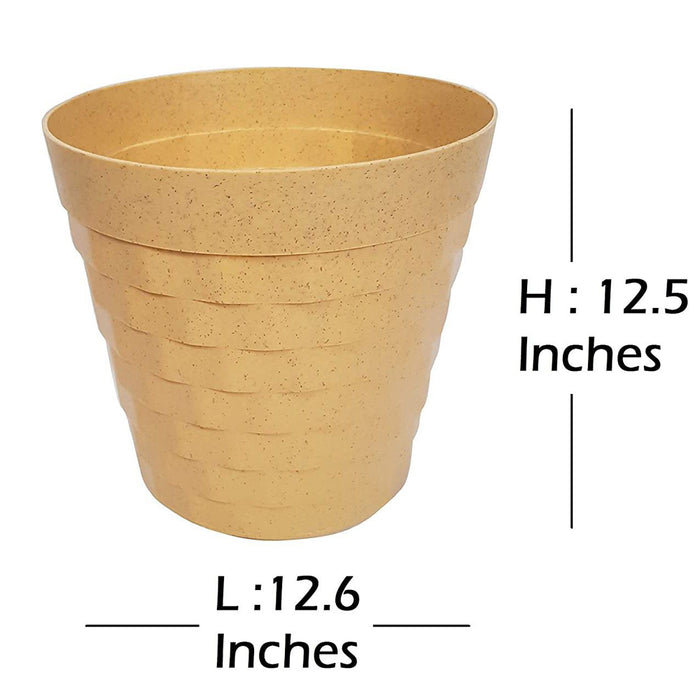 (Set of 6 ) 12 inches Brix Pots Outdoor Pots  (Set of 6) (Beige)