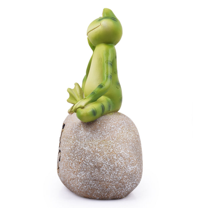 Frog Sitting on Stone for Home and Garden Decoration