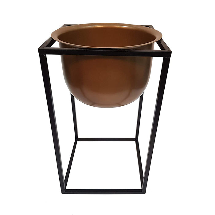 Metal Plant Pot with Black Stand for Home Decoration