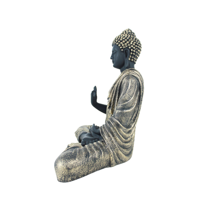 14 inches Buddha Statue for Home Decoration (Black & Golden)