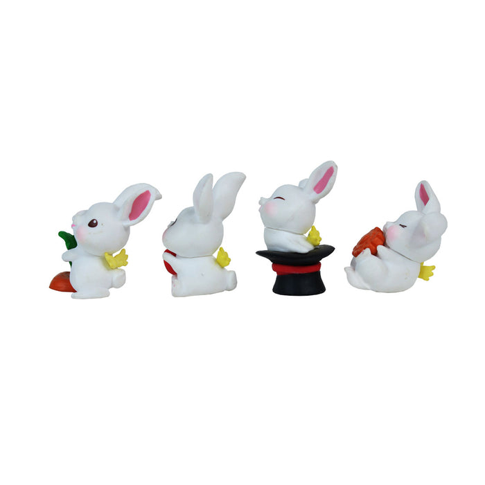 Miniature Resin Bunnies with Ears Up Fairy Garden Toys Accessories (Standard Size) -Set of 4 - Wonderland Garden Arts and Craft