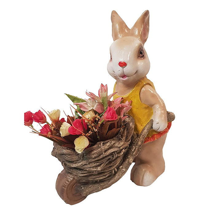 Bunny Push Trolley with Pot Planter for Garden Decoration (Medium)