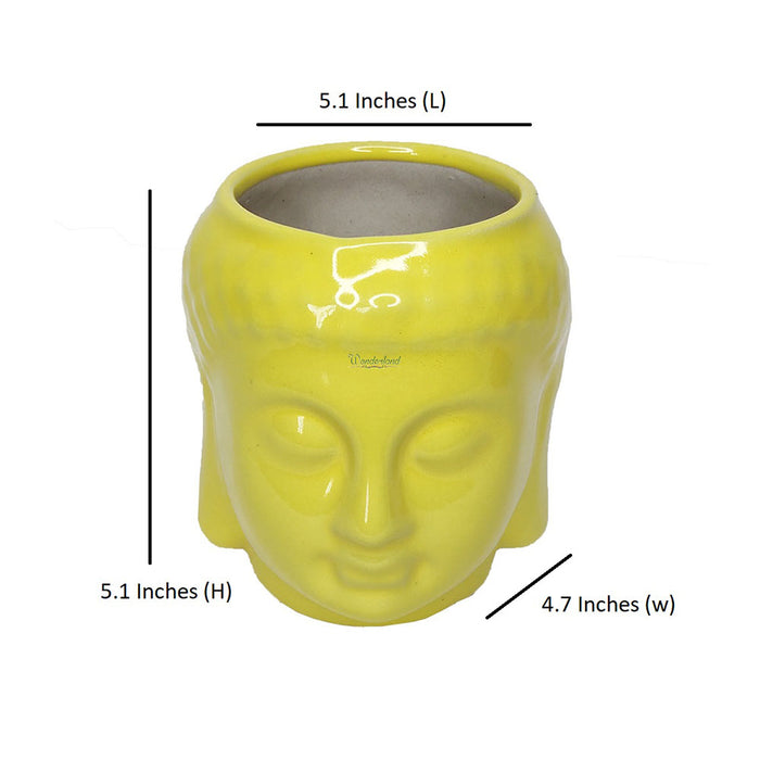 Buddha Ceramic Pot for Home and Garden Decoration (Yellow) - Wonderland Garden Arts and Craft