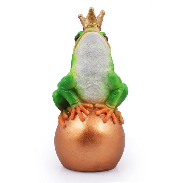 Resin King Frog on Golden Ball , Multicolour