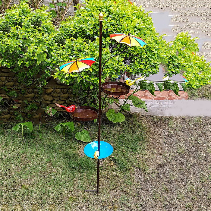 Metal Umbrella Bird Feeder Stake for Garden and Balcony Decoration