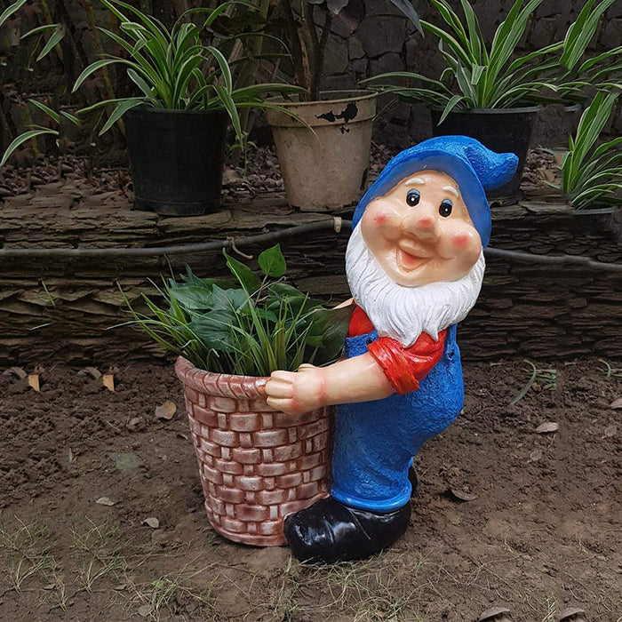 Gnome/Dwarf Planter Garden and Balcony Decoration (Blue Cap)