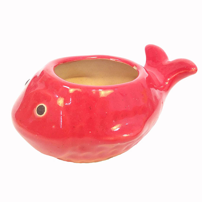 Fish Shape Ceramic Pot for Home and Garden Decoration (Red)