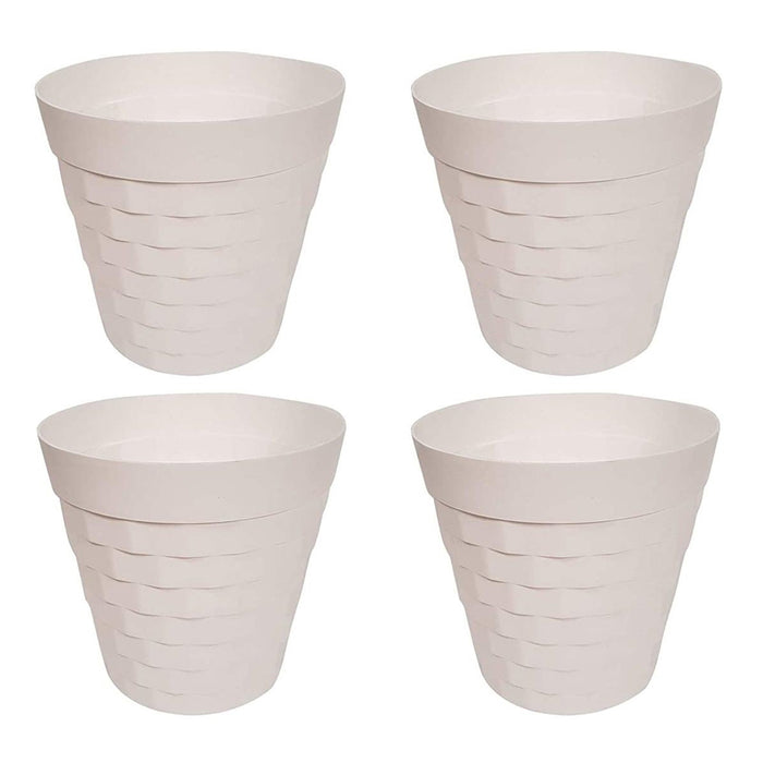 (Set of 4 ) 12 inches Brix Pots Outdoor Pots  (Set of 4) (White)