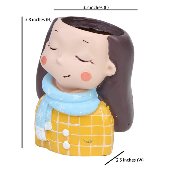 Girl with Muffler Succulent Pot for Home and Balcony Decoration