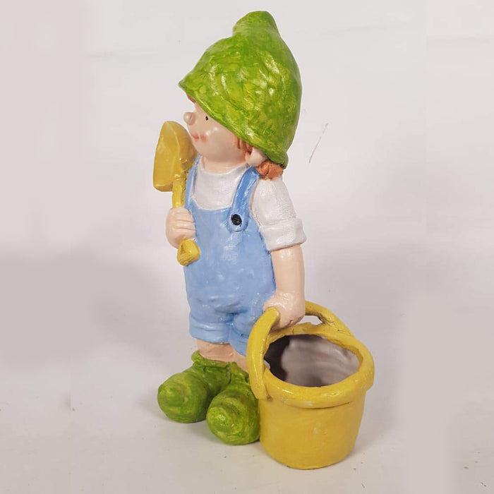 (Set of 2) Girl and Boy with Bucket and Spade Pot