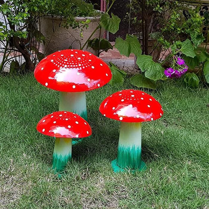 (Set of 3) Metal Mushroom for Garden Decoration