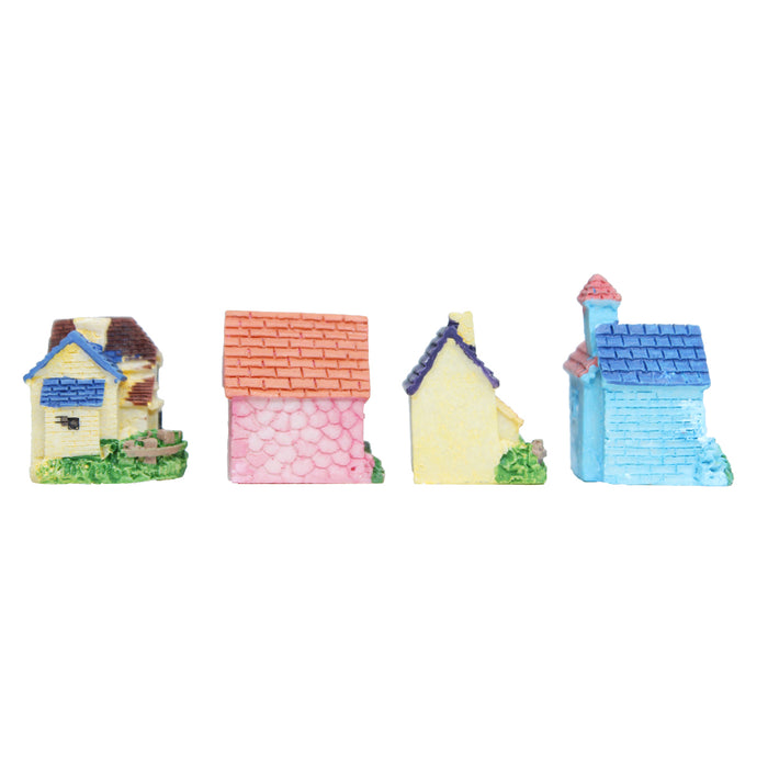 Miniature Toys - Wonderland Miniature Toys - Set of 4 Small Colourful Houses ( Fairy garden accessories)