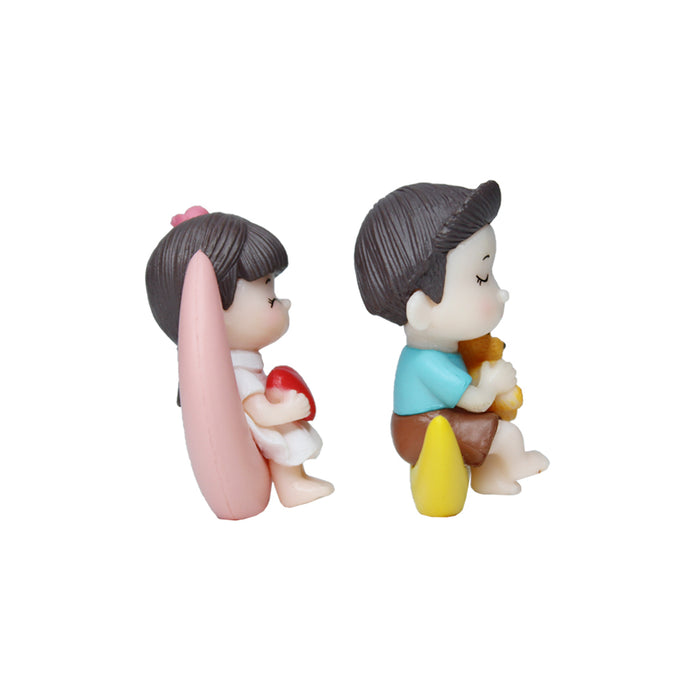 Dolls on The Moon Cute Couple Garden Miniature (Pink & Yellow) 2 Pc/Set