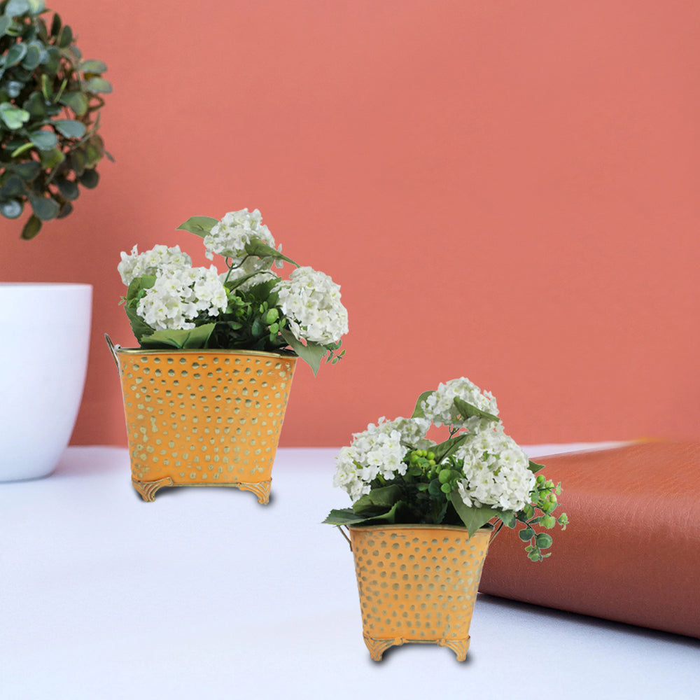 (Set of 2) Metal Buckets Colored Galvanized Bucket (Orange)