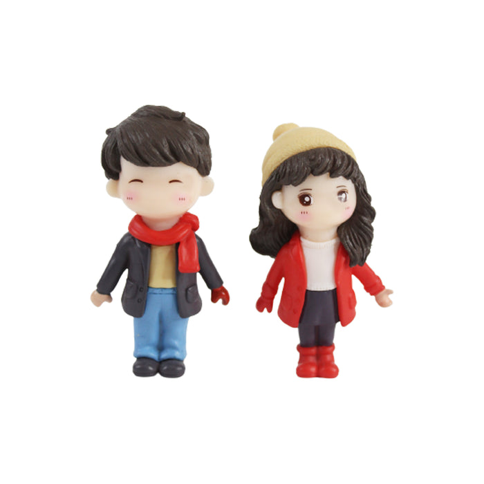 Adorable Couple Resin Showpiece Miniatures Romantic Gifts for Boyfriend Girlfriend (Blue & Red)