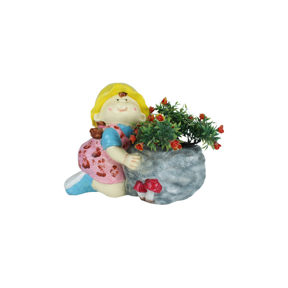 Girl Stone Planter for Balcony and Garden Decoration
