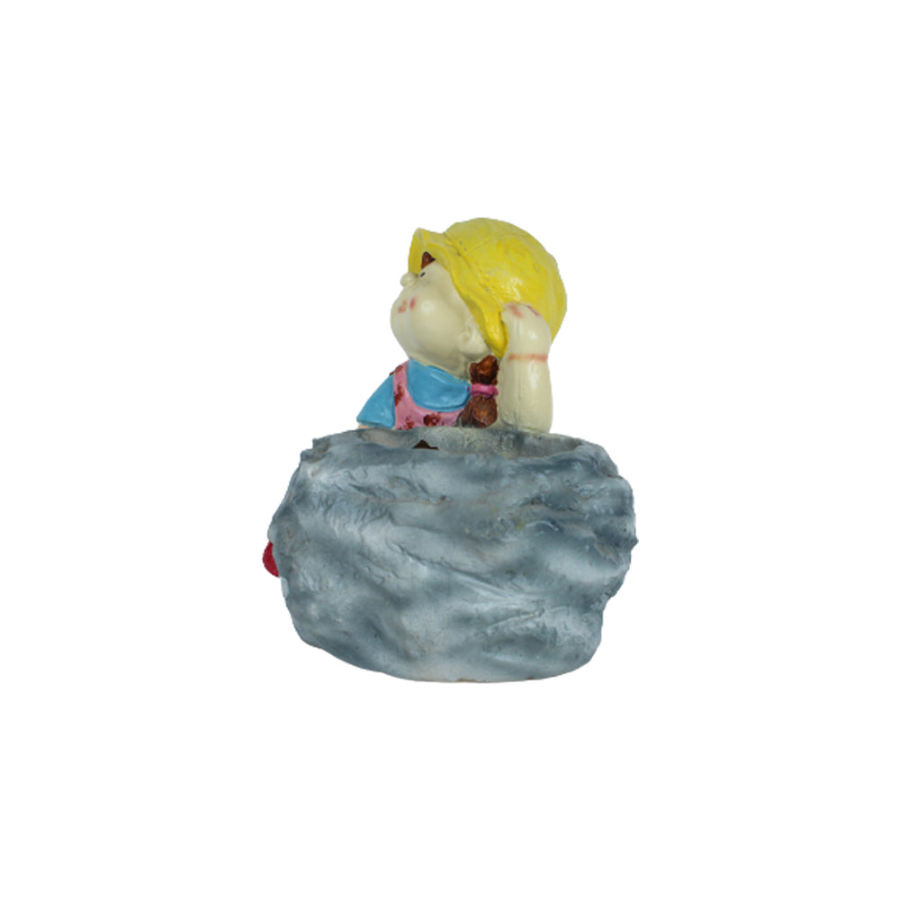 Girl Stone Planter for Balcony and Garden Decoration