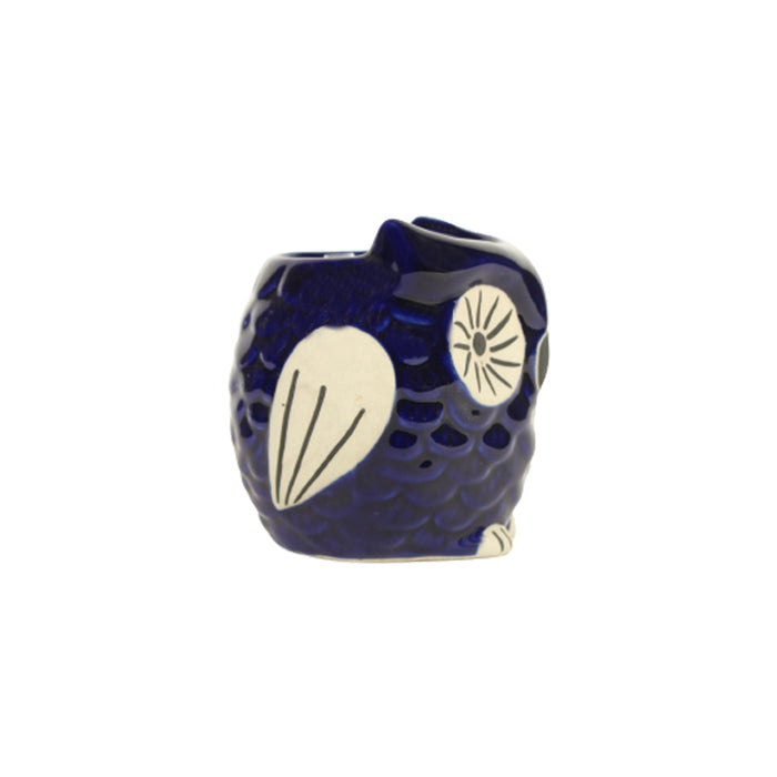 Ceramic New Owl Pot for Home Decoration (Dark Blue)