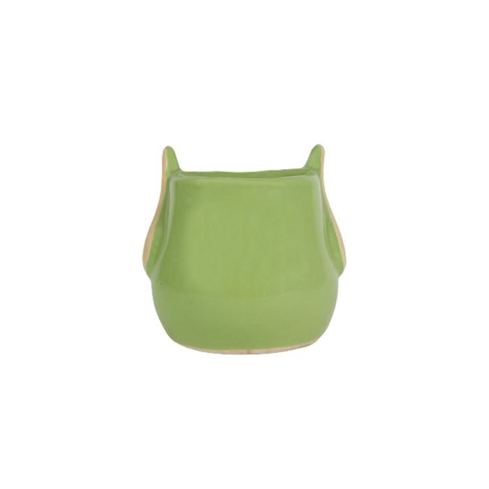 Ceramic Small Owl Flower Pot (Green)