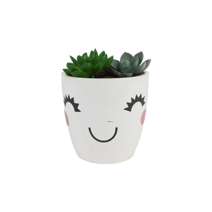 Ceramic Smiley Flower Pot for Home Decoration