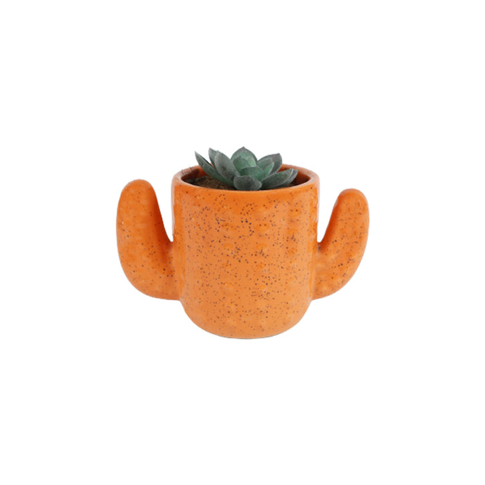 Ceramic Dotted Cactus Flower Pot (Orange)