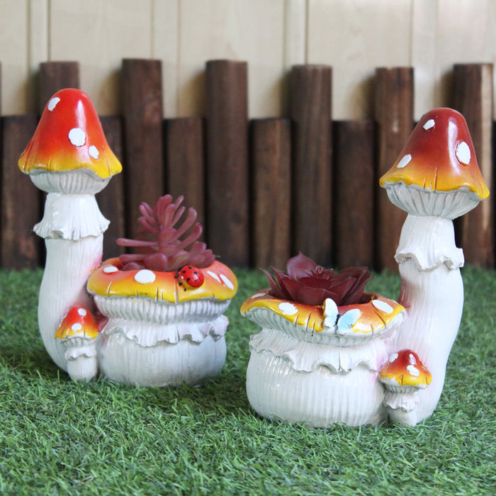 (Set of 2) Mushroom Planter for Home and Garden Decoration