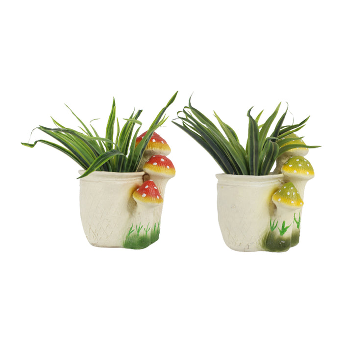 (Set of 2) 3 Mushroom Planter for Home Decoration.