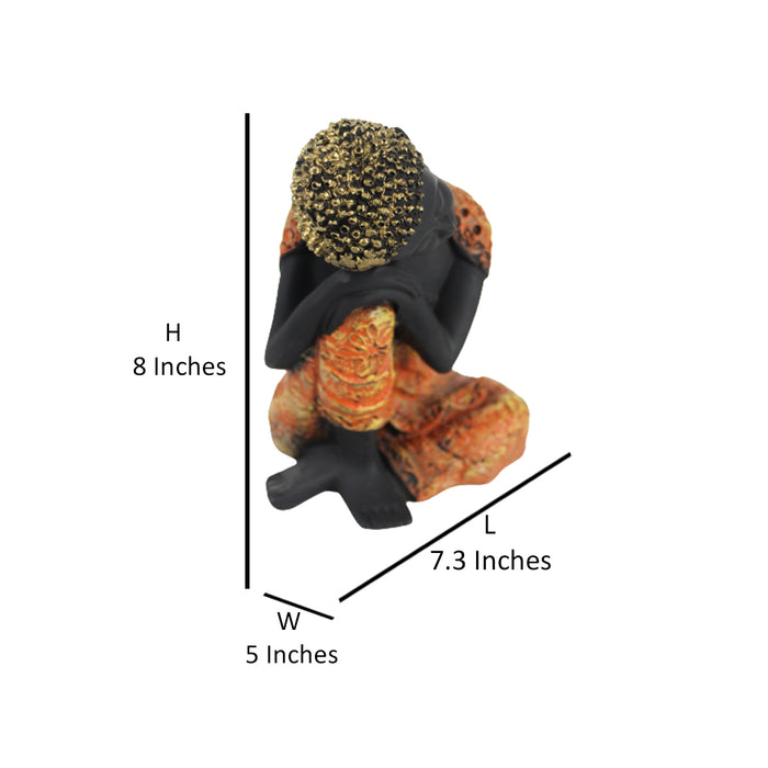 Elegant Thinking Budha Resting On Knee Budha with Golden Head | Decor Showpiece Gift Items for Living Room, Study Table
