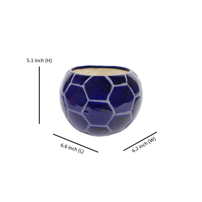 Ceramic Football Flower Pot Planter (Blue)