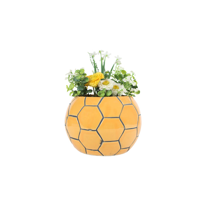 Ceramic Football Flower Pot Planter (Yellow)