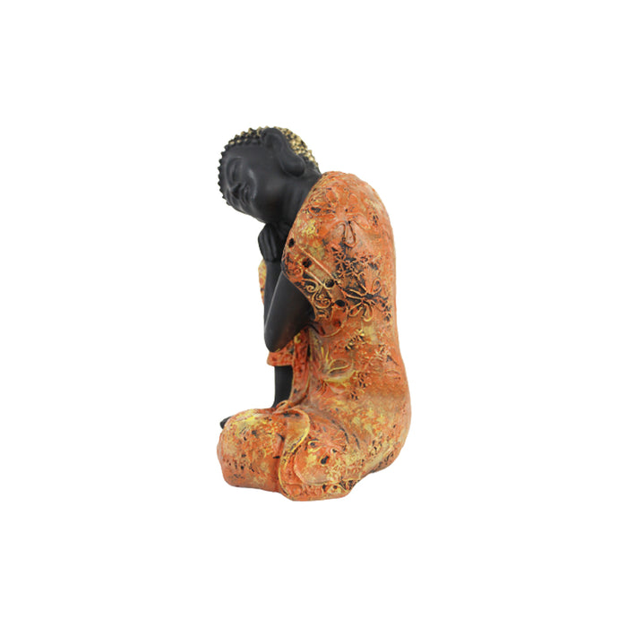 Elegant Thinking Budha Resting On Knee Budha with Golden Head | Decor Showpiece Gift Items for Living Room, Study Table