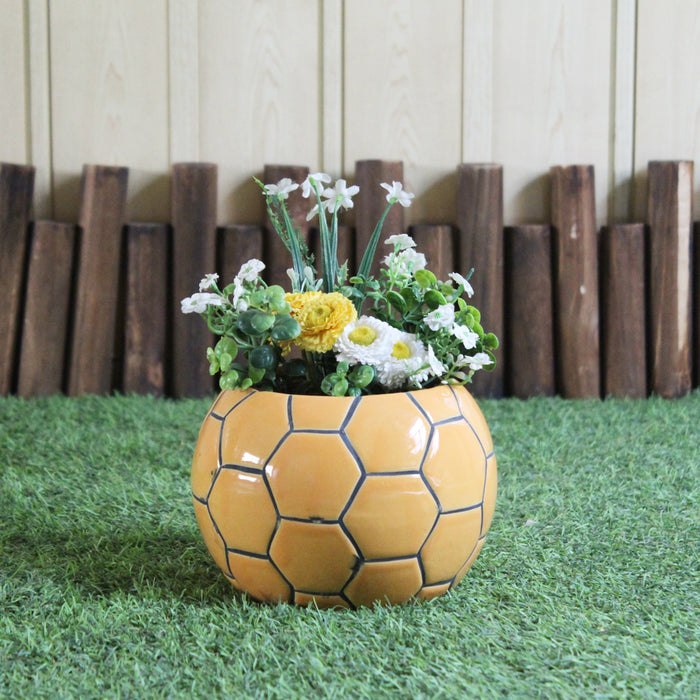Ceramic Football Flower Pot Planter (Yellow)