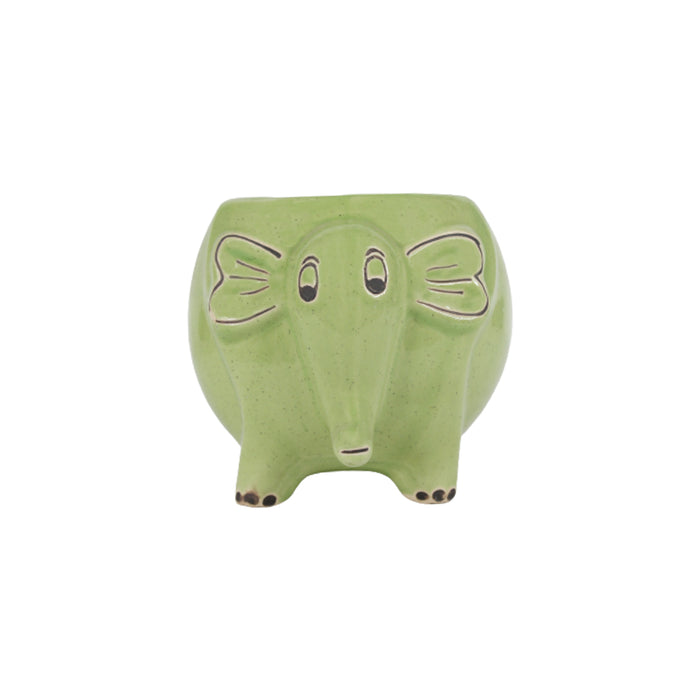 Ceramic Elephant Flower Pot Planter (Green)