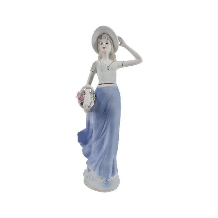Victoria Lady fine porcelain figurine with flower basket, center piece