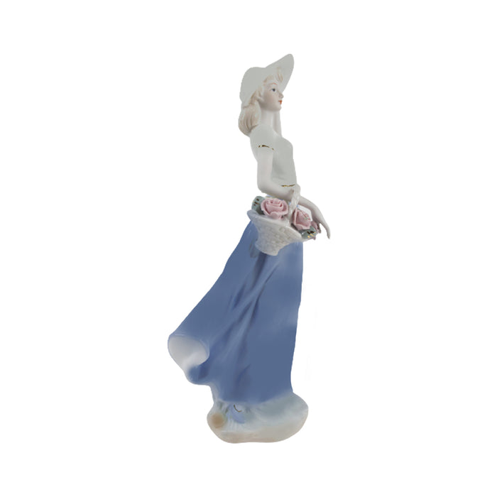 Victoria Lady fine porcelain figurine with flower basket, center piece